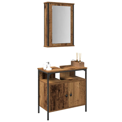 Bathroom Furniture Set with Shelf 2 pcs Brown Engineered wood