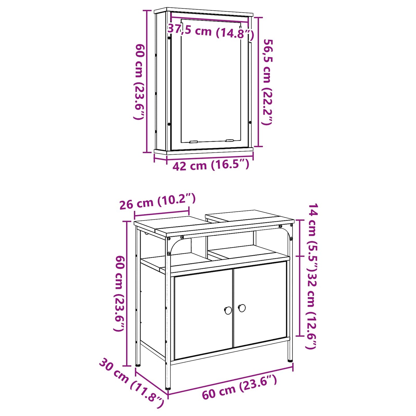 Bathroom Furniture Set with Shelf 2 pcs Brown Engineered wood