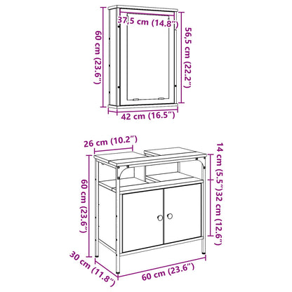 Bathroom Furniture Set with Shelf 2 pcs Brown Engineered wood