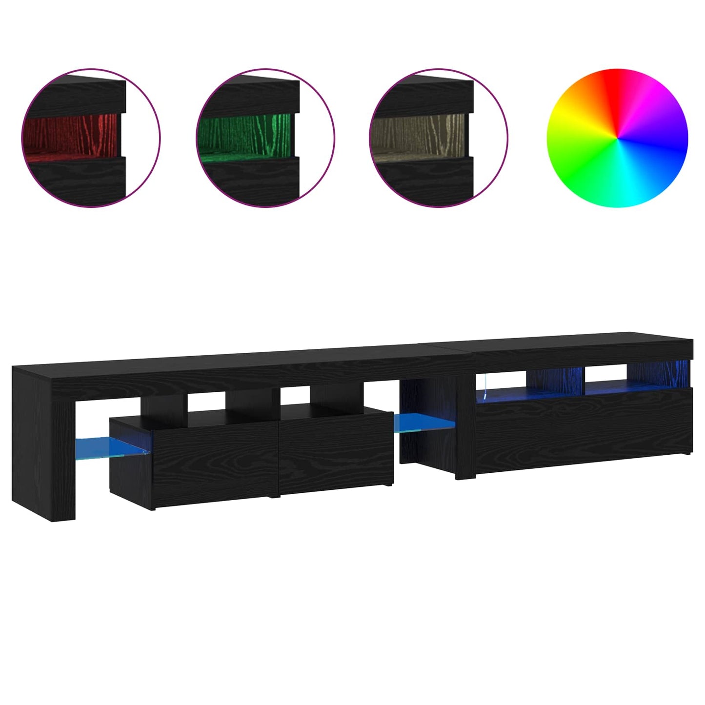 TV Cabinet 2 pcs Black Oak 230 x 36.5 x 40 cm Engineered Wood