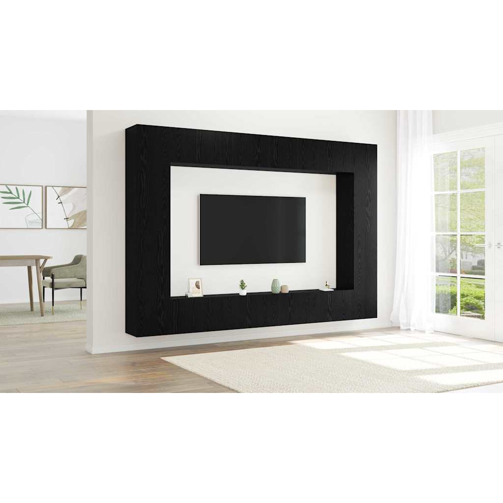 TV Cabinet Set 8 pcs Black Oak 100 x 30 x 30 cm Engineered Wood
