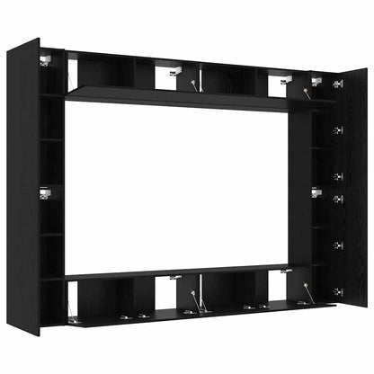 TV Cabinet Set 8 pcs Black Oak 100 x 30 x 30 cm Engineered Wood