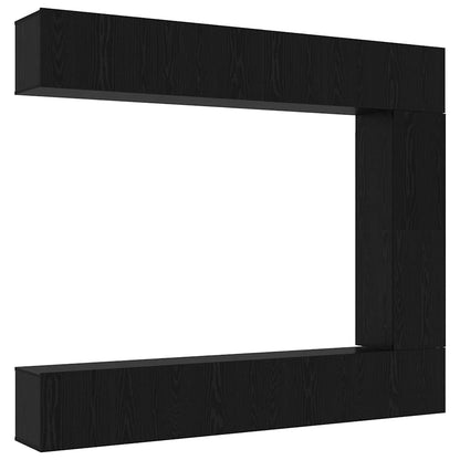 TV Cabinet Set Wall-mounted 5 pcs Black Oak Engineered Wood