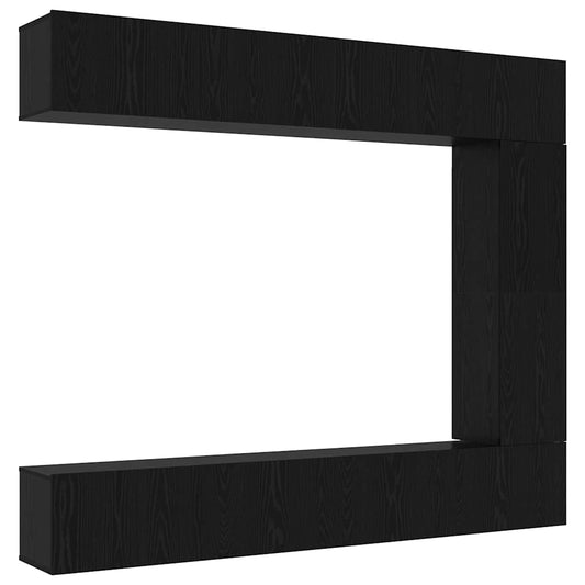 TV Cabinet Set Wall-mounted 5 pcs Black Oak Engineered Wood