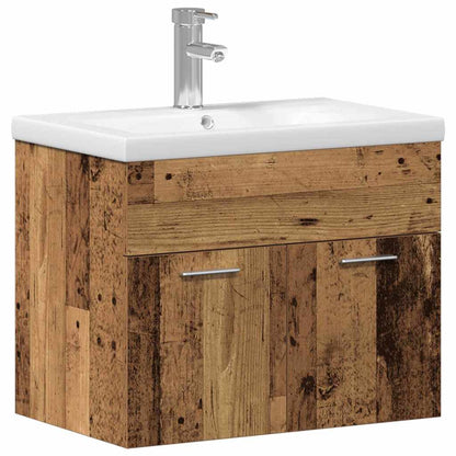 Bathroom Furniture Set Wall-mounted with Door Engineered Wood