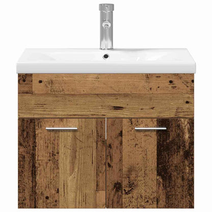 Bathroom Furniture Set Wall-mounted with Door Engineered Wood