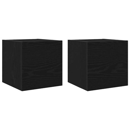 TV Cabinet Set Wall-mounted 8 pcs Black Oak Engineered Wood