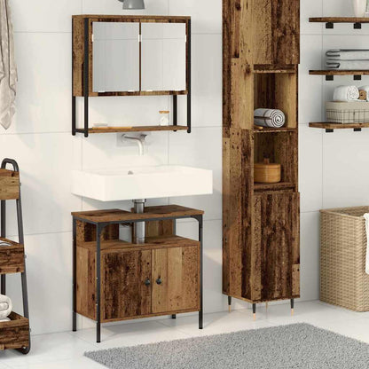 Bathroom Furniture Set with Shelf 2 pcs Brown Engineered wood