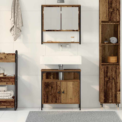 Bathroom Furniture Set with Shelf 2 pcs Brown Engineered wood