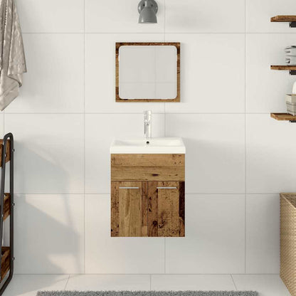 Bathroom Furniture Set with Door 3 pcs Old Wood Engineered Wood