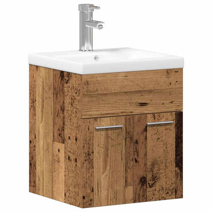 Bathroom Furniture Set with Door 3 pcs Old Wood Engineered Wood