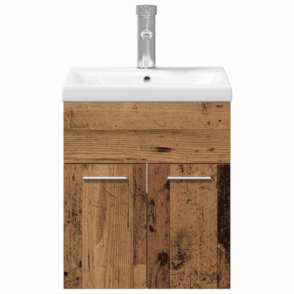 Bathroom Furniture Set with Door 3 pcs Old Wood Engineered Wood