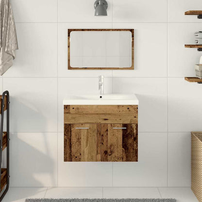 Bathroom Furniture Set with Door 3 pcs Old Wood Engineered Wood