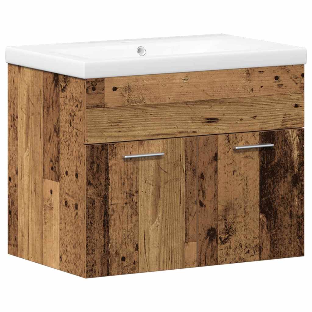 Bathroom Furniture Set with Door 3 pcs Old Wood Engineered Wood