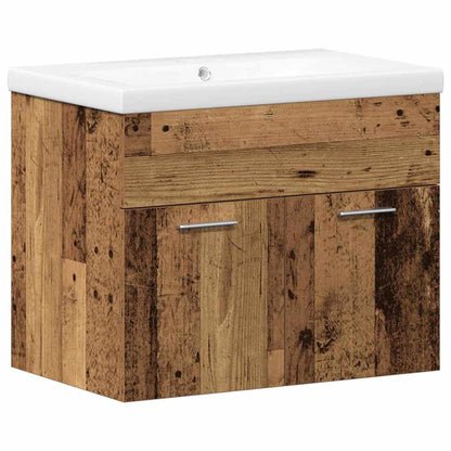 Bathroom Furniture Set with Door 3 pcs Old Wood Engineered Wood