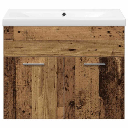 Bathroom Furniture Set with Door 3 pcs Old Wood Engineered Wood