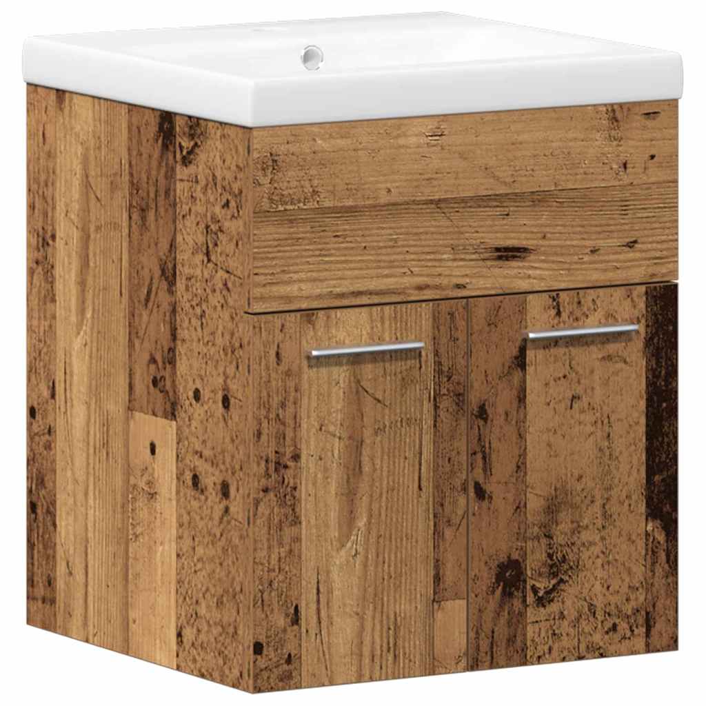 Bathroom Furniture Set with Door 3 pcs Old Wood Engineered Wood