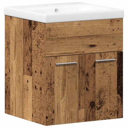 Bathroom Furniture Set with Door 3 pcs Old Wood Engineered Wood