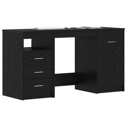 Desk with Door 2 pcs Black Oak 140 x 50 x 76 cm Engineered Wood