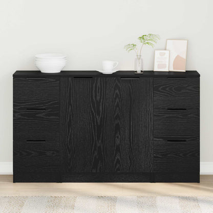Sideboard with Drawer 3 pcs Black Oak Engineered Wood