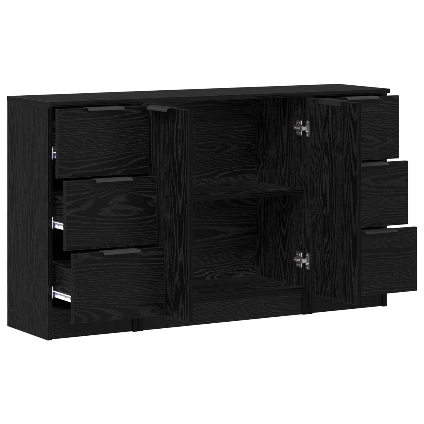 Sideboard with Drawer 3 pcs Black Oak Engineered Wood