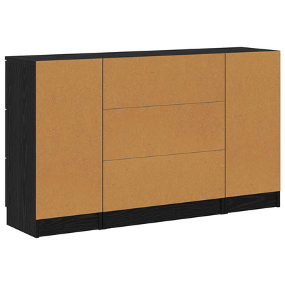 Sideboard with Drawer 3 pcs Black Oak Engineered Wood
