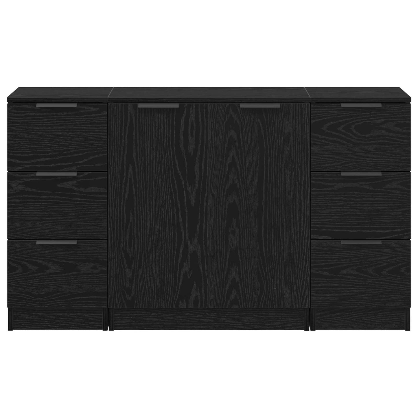 Sideboard with Drawer 3 pcs Black Oak Engineered Wood