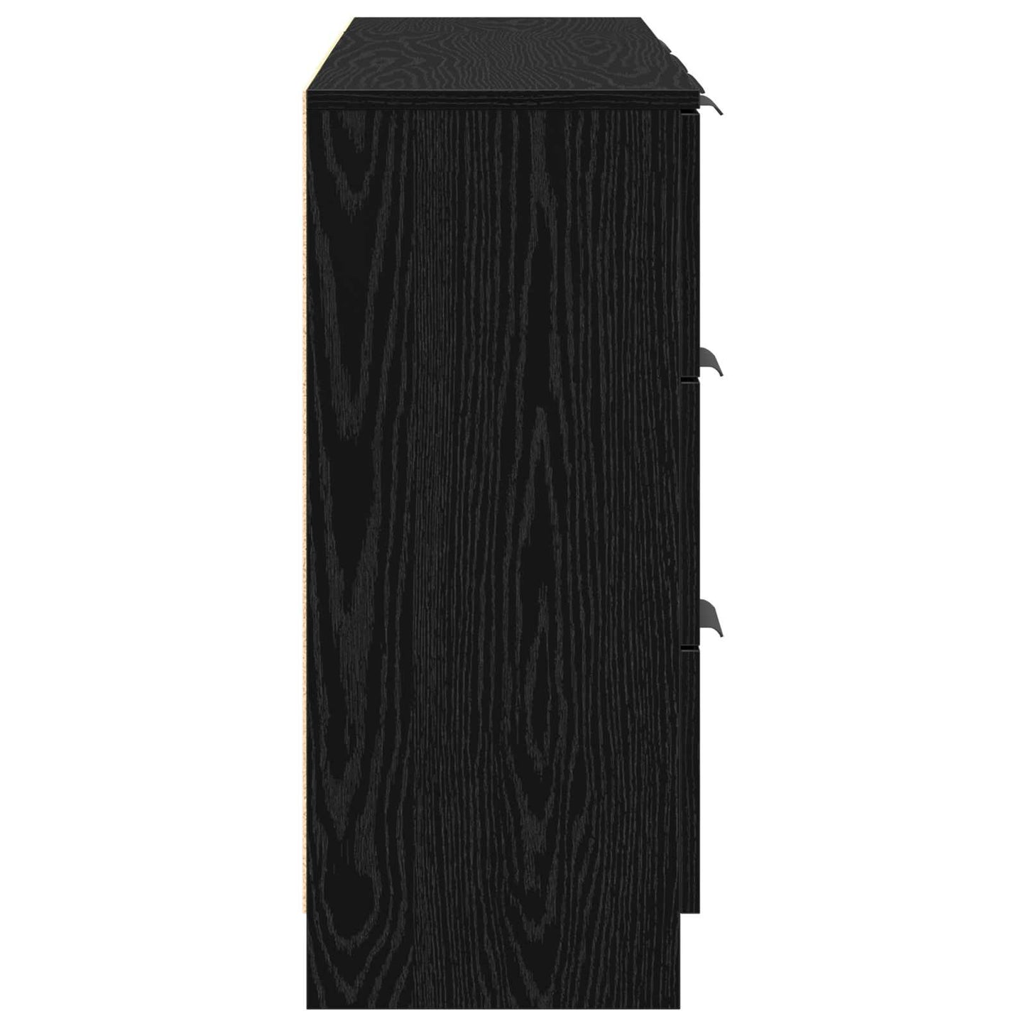 Sideboard with Drawer 3 pcs Black Oak Engineered Wood
