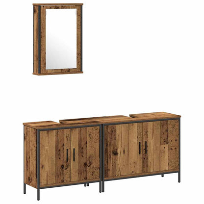 Bathroom Vanity Units with Shelf 3 pcs Brown Engineered wood