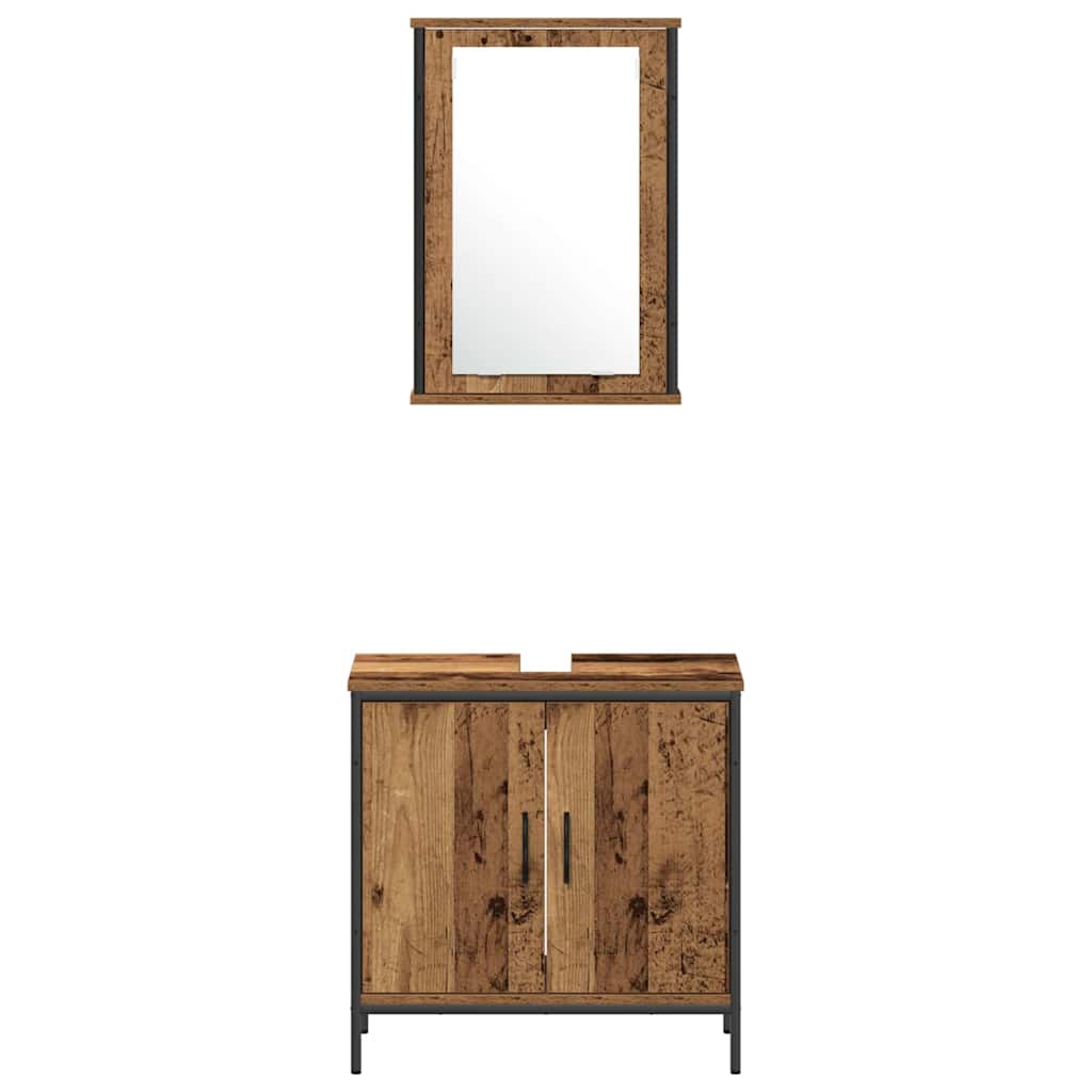 Bathroom Vanity Units with Shelf 3 pcs Brown Engineered wood