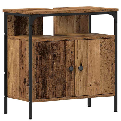 Bathroom Furniture Set with Door 3 pcs Old Wood Engineered Wood
