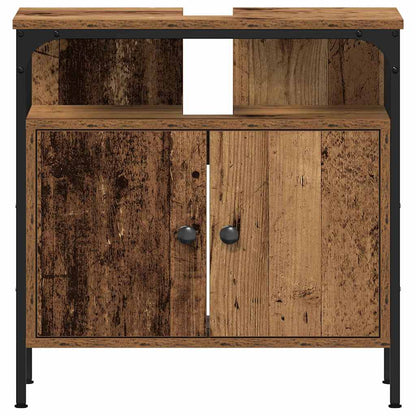 Bathroom Furniture Set with Door 3 pcs Old Wood Engineered Wood