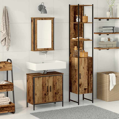 Bathroom Furniture Set with Shelf 3 pcs Brown Engineered wood