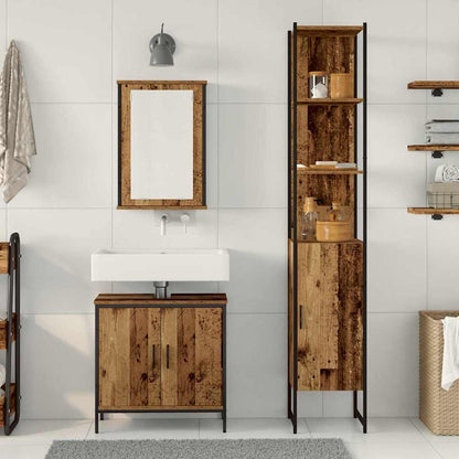 Bathroom Furniture Set with Shelf 3 pcs Brown Engineered wood