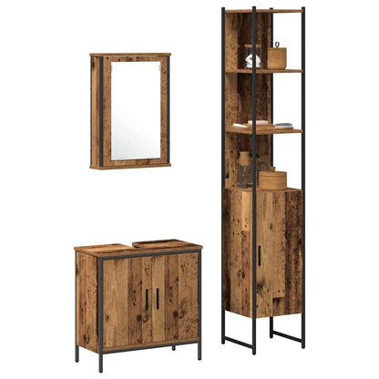 Bathroom Furniture Set with Shelf 3 pcs Brown Engineered wood