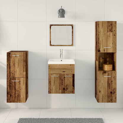 Bathroom Furniture Set with Door 4 pcs Old Wood Engineered Wood