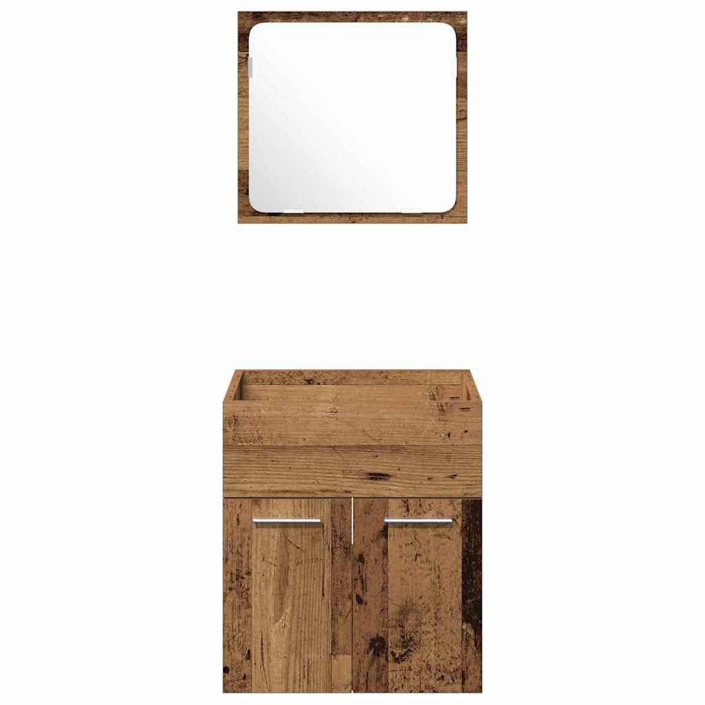 Bathroom Furniture Set with Door 4 pcs Old Wood Engineered Wood