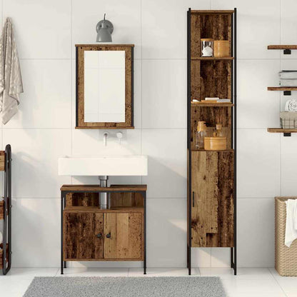 Bathroom Furniture Set with Door 3 pcs Old wood Engineered wood