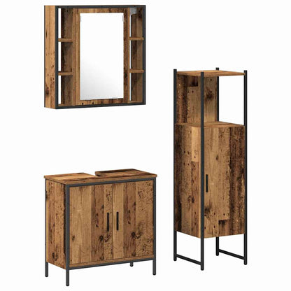 Bathroom Furniture Set with Shelf 3 pcs Brown Engineered wood