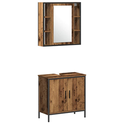 Bathroom Furniture Set with Shelf 3 pcs Brown Engineered wood