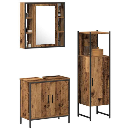 Bathroom Furniture Set with Shelf 3 pcs Brown Engineered wood