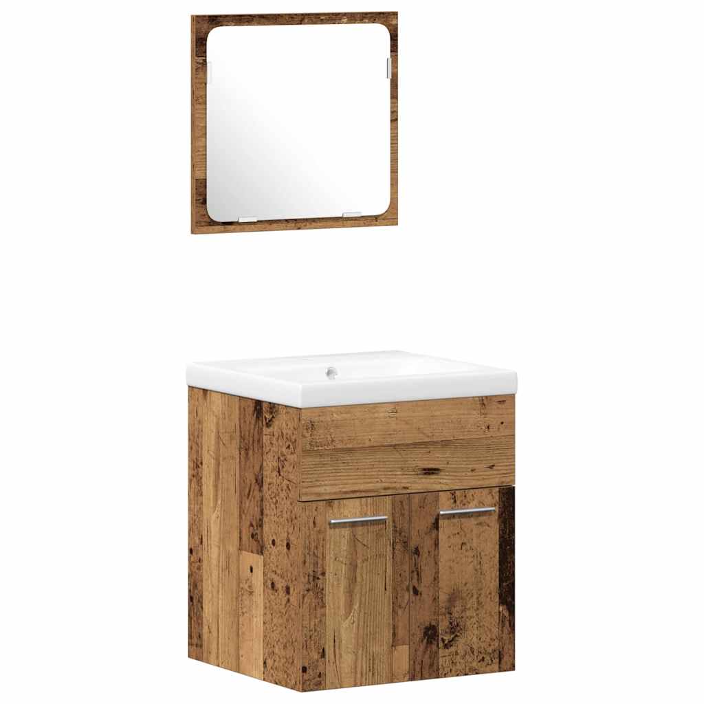 Bathroom Furniture Set with Door 4 pcs Old Wood Engineered Wood