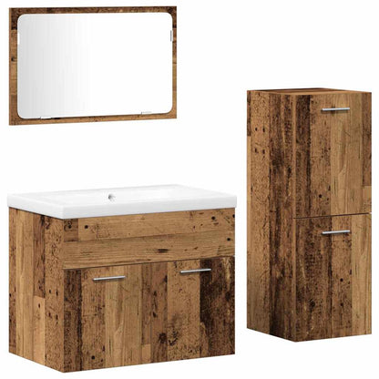 Bathroom Furniture Set 4 pcs Brown Engineered Wood