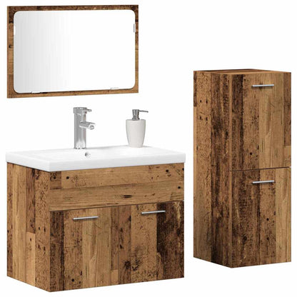 Bathroom Furniture Set 4 pcs Brown Engineered Wood