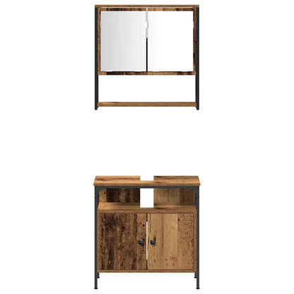 Bathroom Furniture Set with Shelf 3 pcs Brown Engineered wood