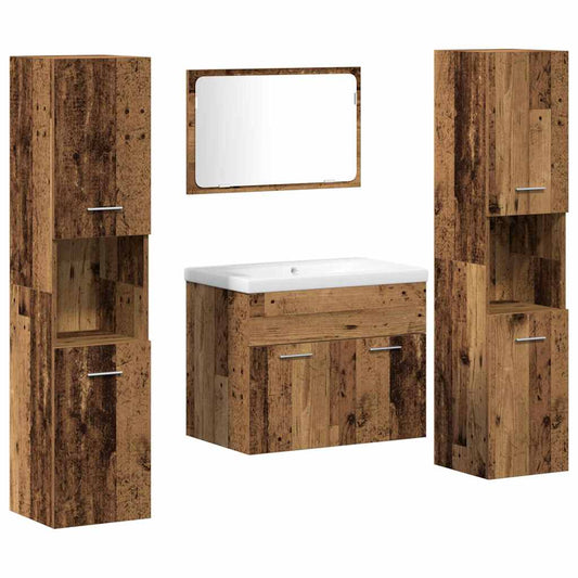 Storage Set Wall-mounted 4 pcs Engineered Wood