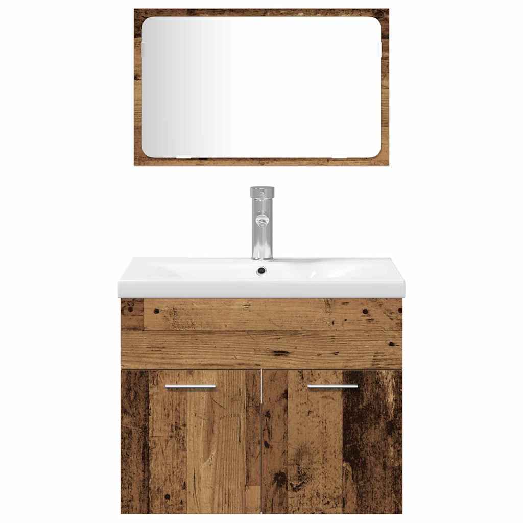 Bathroom Furniture Set with Door 4 pcs Old Wood Engineered Wood