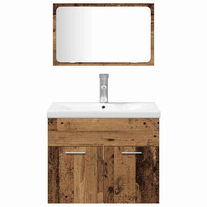 Bathroom Furniture Set with Door 4 pcs Old Wood Engineered Wood