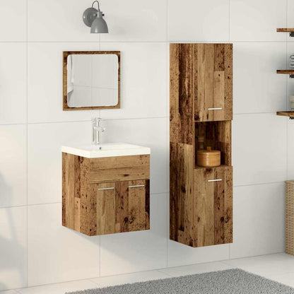 Bathroom Furniture Set with Door 4 pcs Old Wood Engineered Wood
