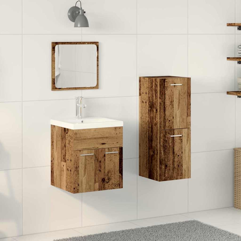 Bathroom Furniture Set 4 pcs Old Wood Engineered Wood